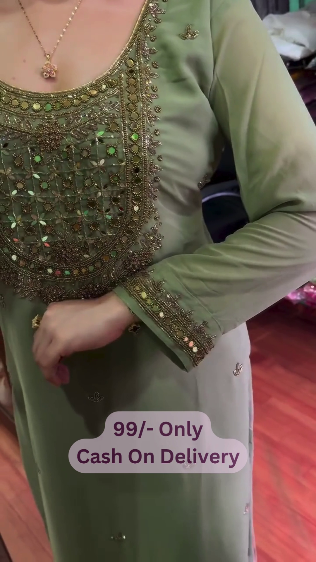 Elegant Sage Green Embroidered Suit – Timeless Grace in Every Detail