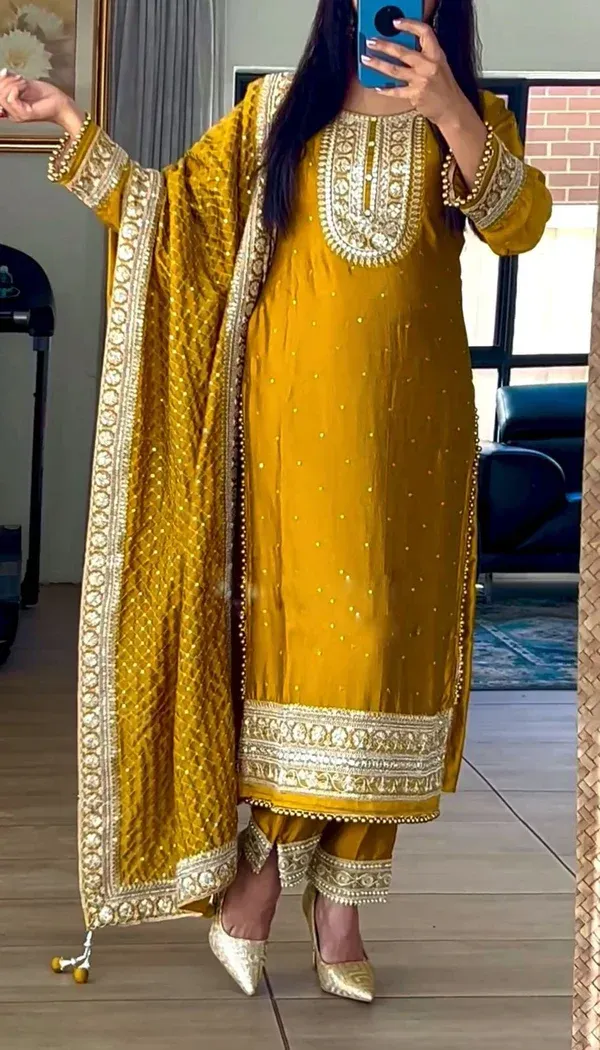 Mustard Yellow Festive Suit – Bright Traditional Elegance