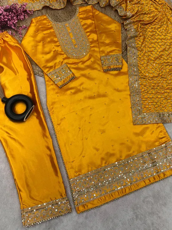 Mustard Yellow Festive Suit – Bright Traditional Elegance