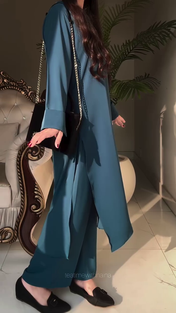 Elegant Teal Kurta Palazzo Set – Minimal & Graceful Everyday Style