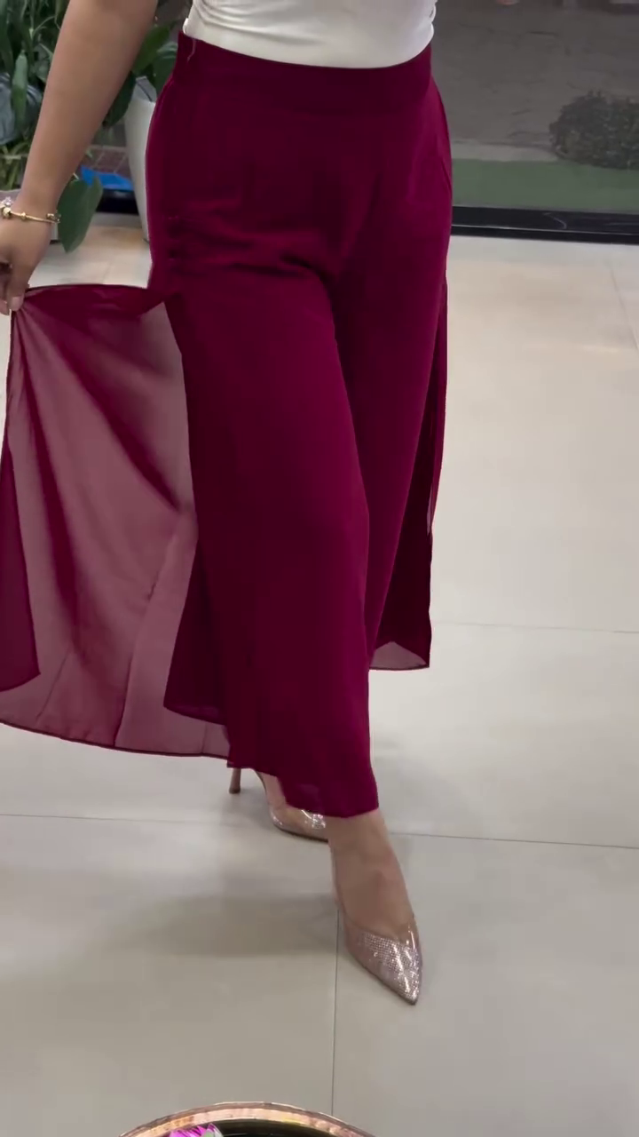 Elegant Maroon Flared Palazzo Pants – Stylish Statement Bottom Wear