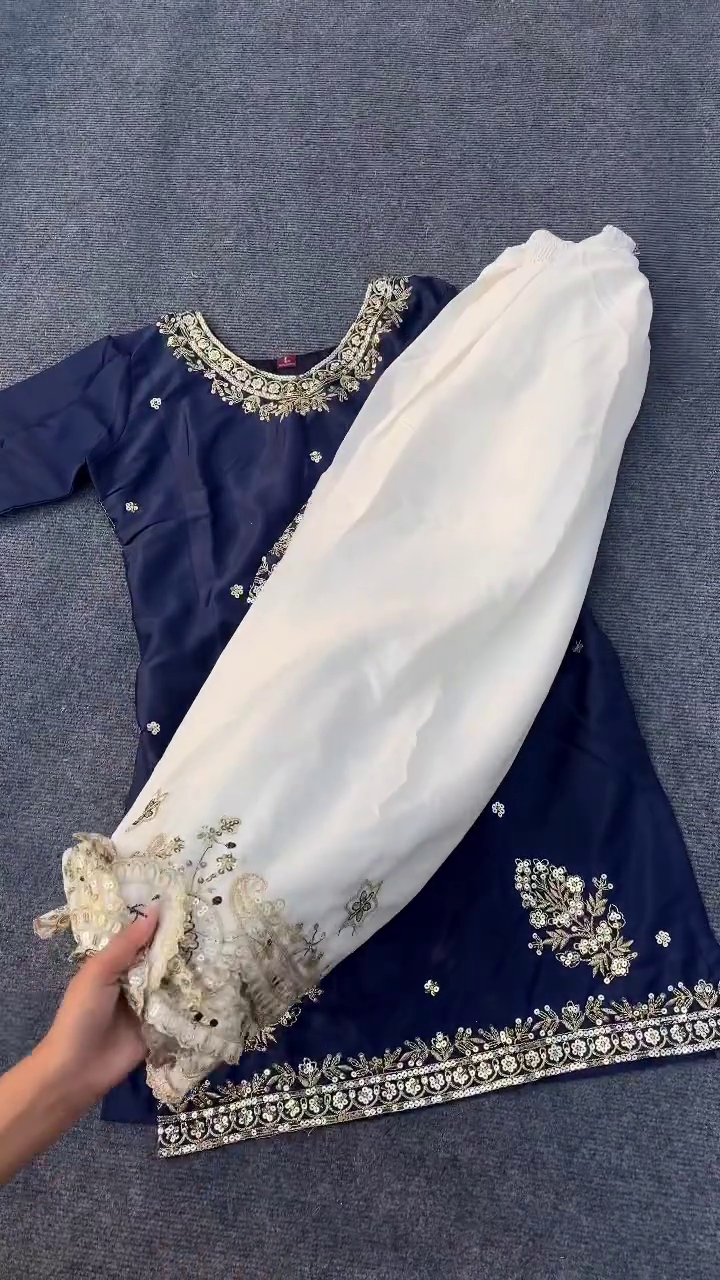 Royal Navy Blue Embroidered Suit Set – Graceful Ethnic Festive Outfit