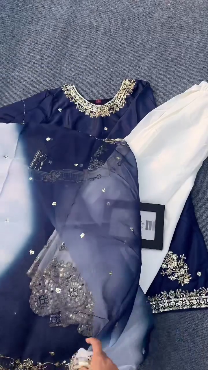 Royal Navy Blue Embroidered Suit Set – Graceful Ethnic Festive Outfit