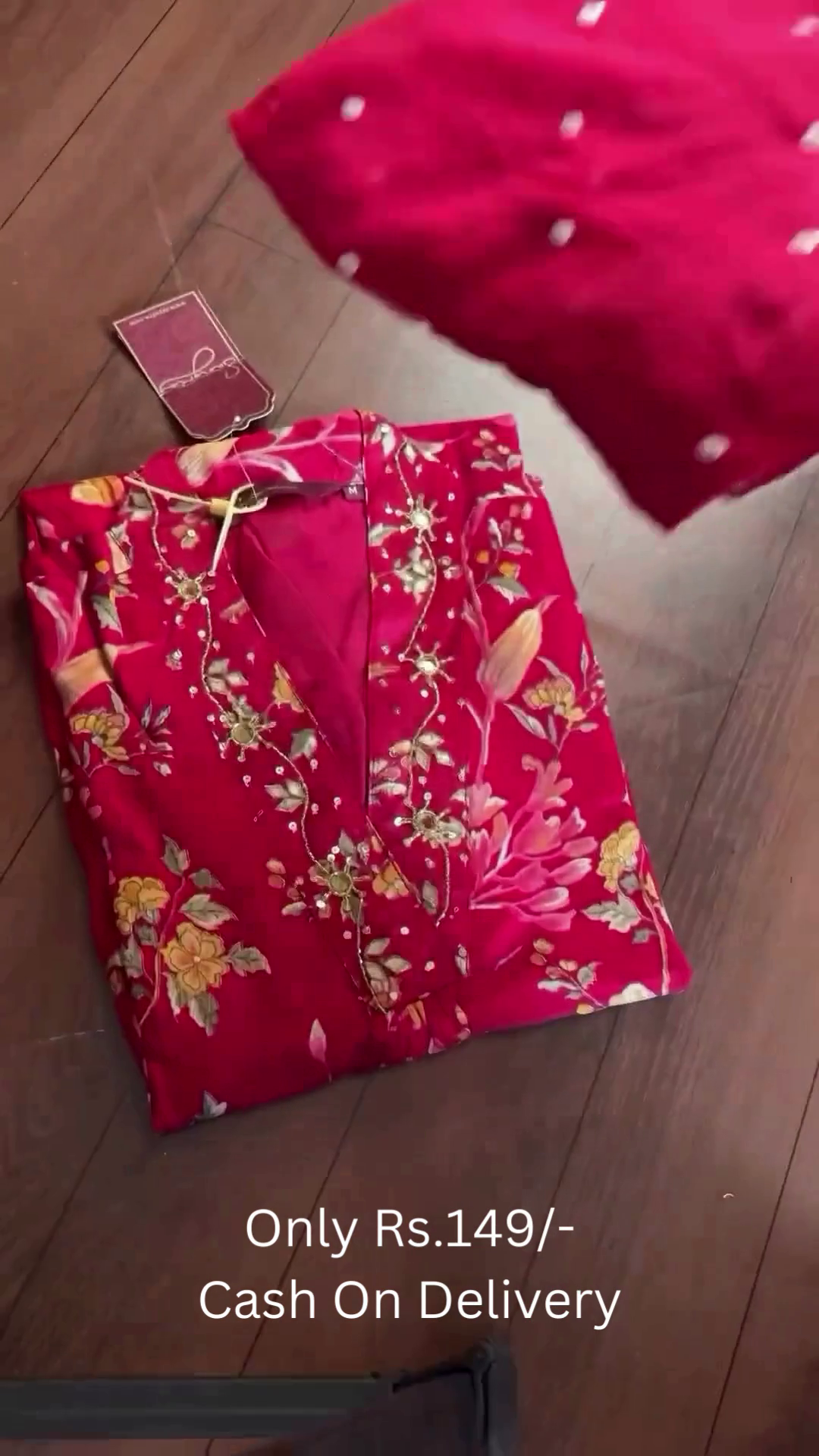 Elegant Floral Red Kurti Set – Stylish Comfort at Just Rs.149