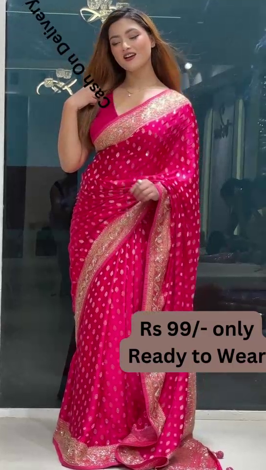 Stunning Pink Ready-to-Wear Saree – Graceful Style for Only Rs.99