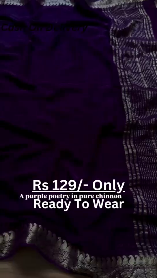 Royal Purple Chinnon Saree – A Touch of Elegance for Just Rs.129