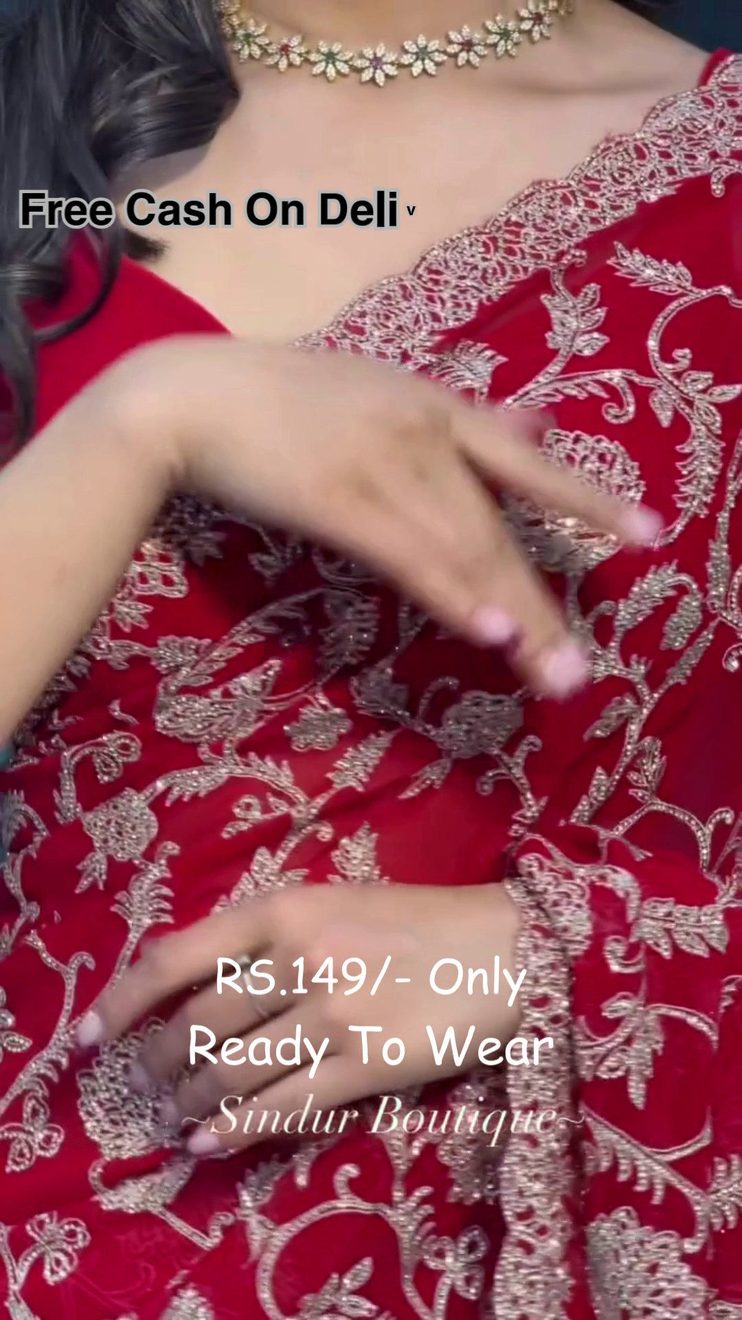 Premium Red Embroidered Saree – Timeless Elegance for Just Rs.149