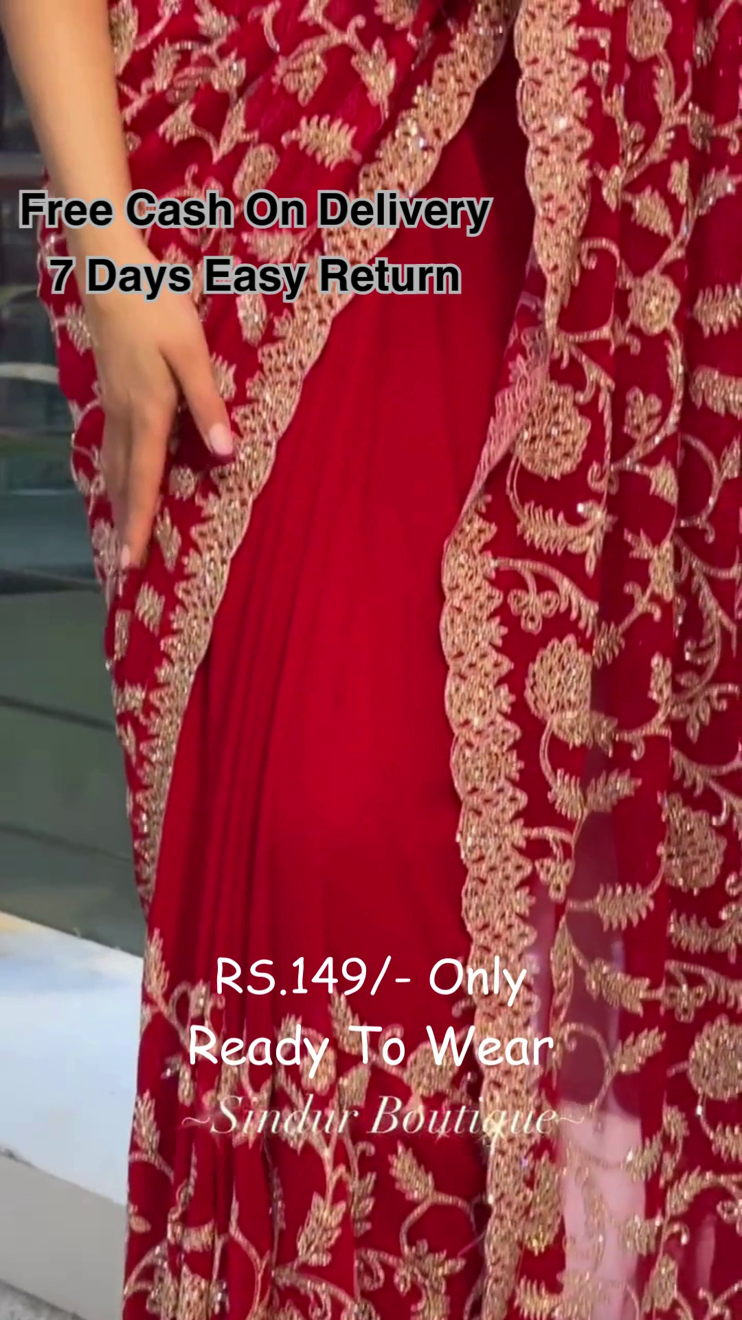 Premium Red Embroidered Saree – Timeless Elegance for Just Rs.149