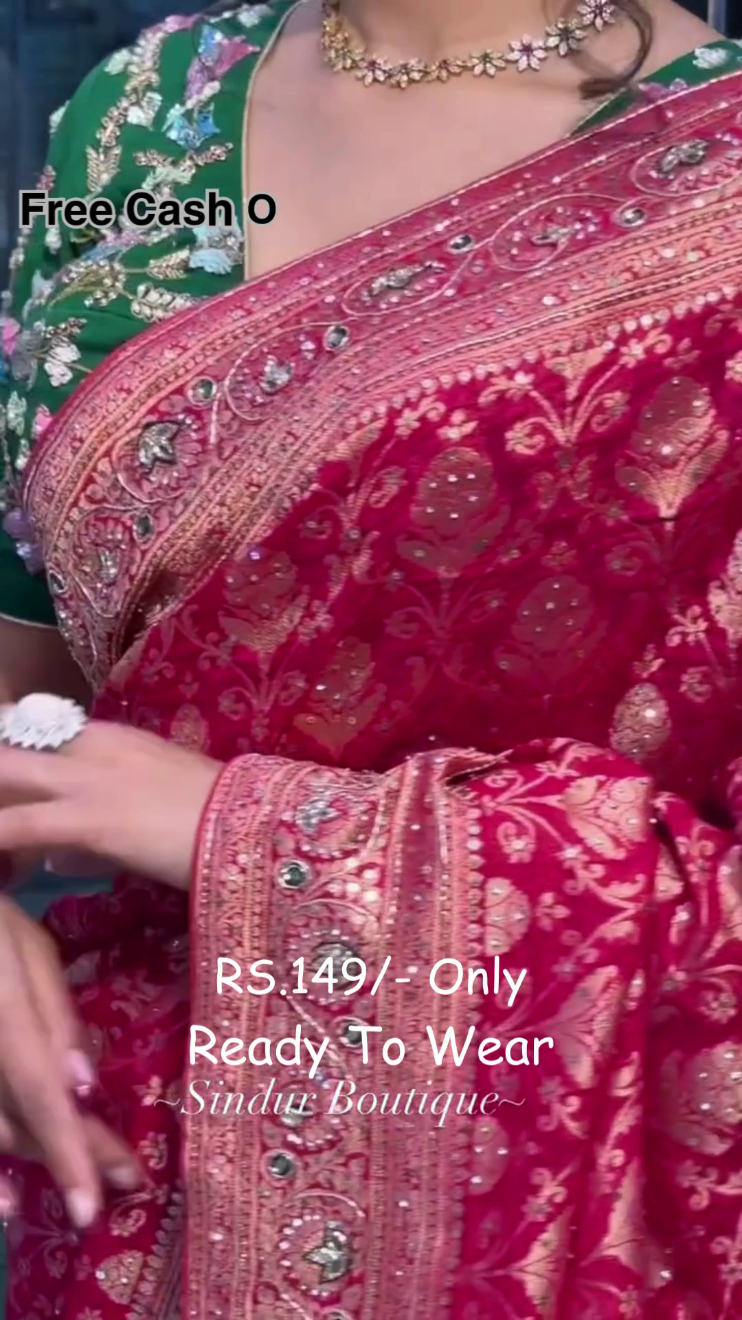 Luxurious Red Embroidered Saree – Traditional Elegance at Just Rs.149