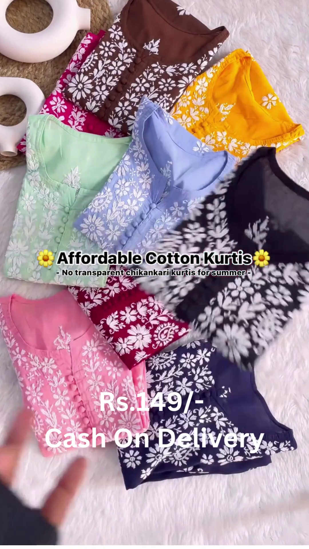 Colorful Cotton Chikankari Kurtis – Summer Comfort at Rs.149