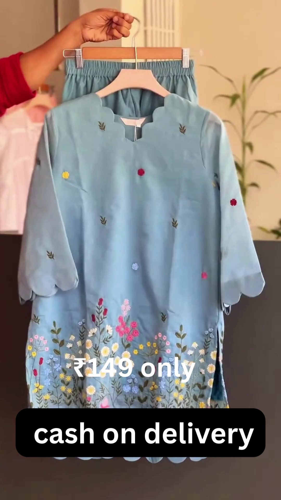 Stylish Sky Blue Embroidered Co-Ord Set