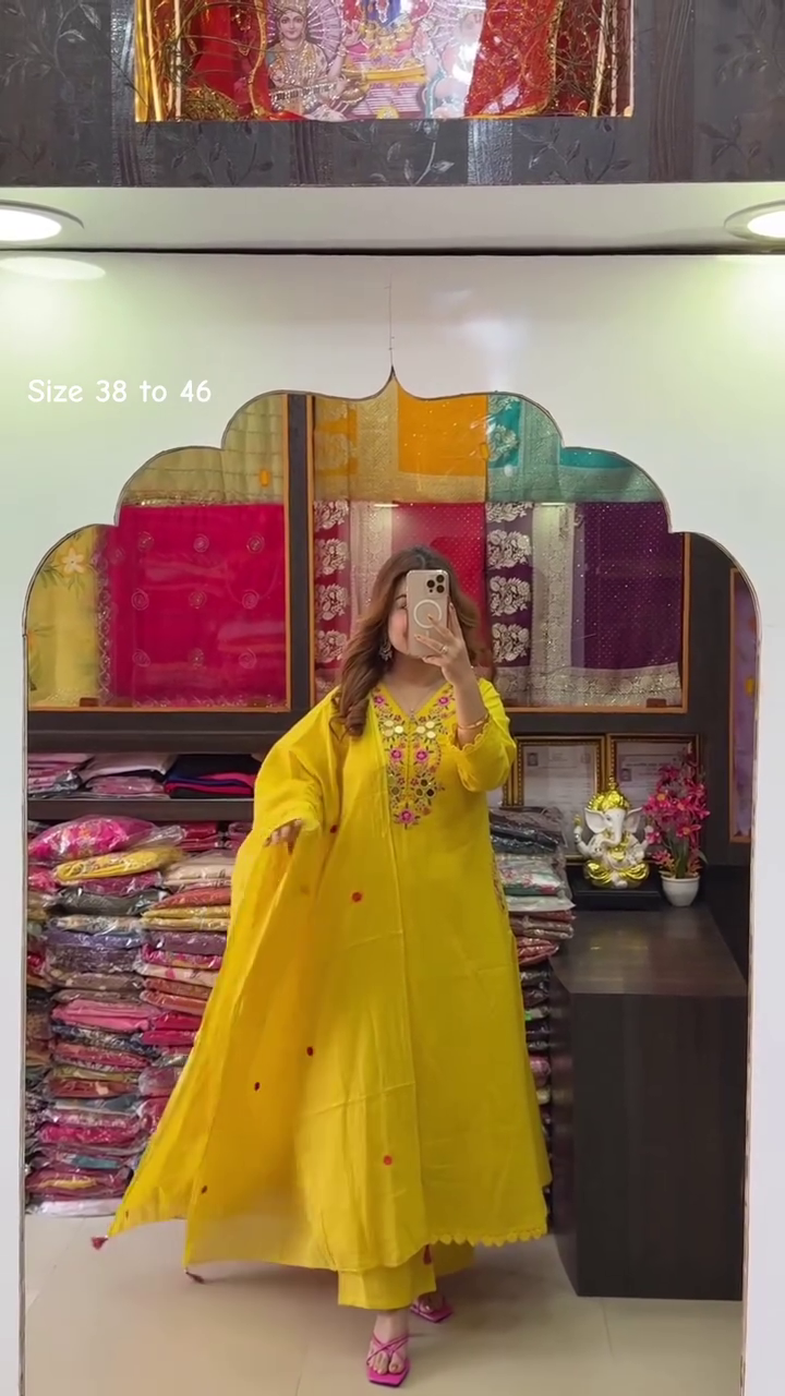 Bright Yellow Embroidered Anarkali Suit for Festive Elegance