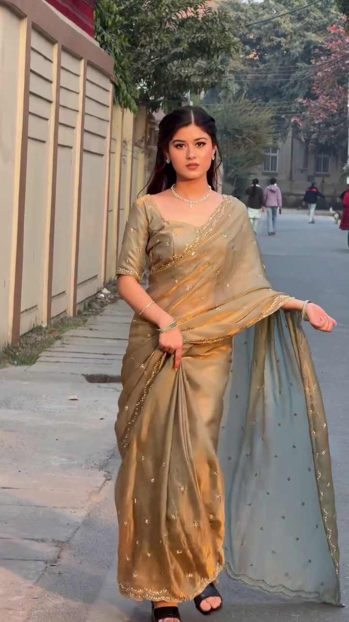 Elegant Golden Saree Look for Timeless Traditional Style