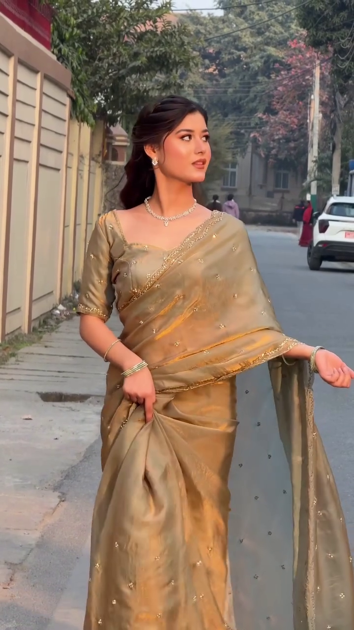 Elegant Golden Saree Look for Timeless Traditional Style