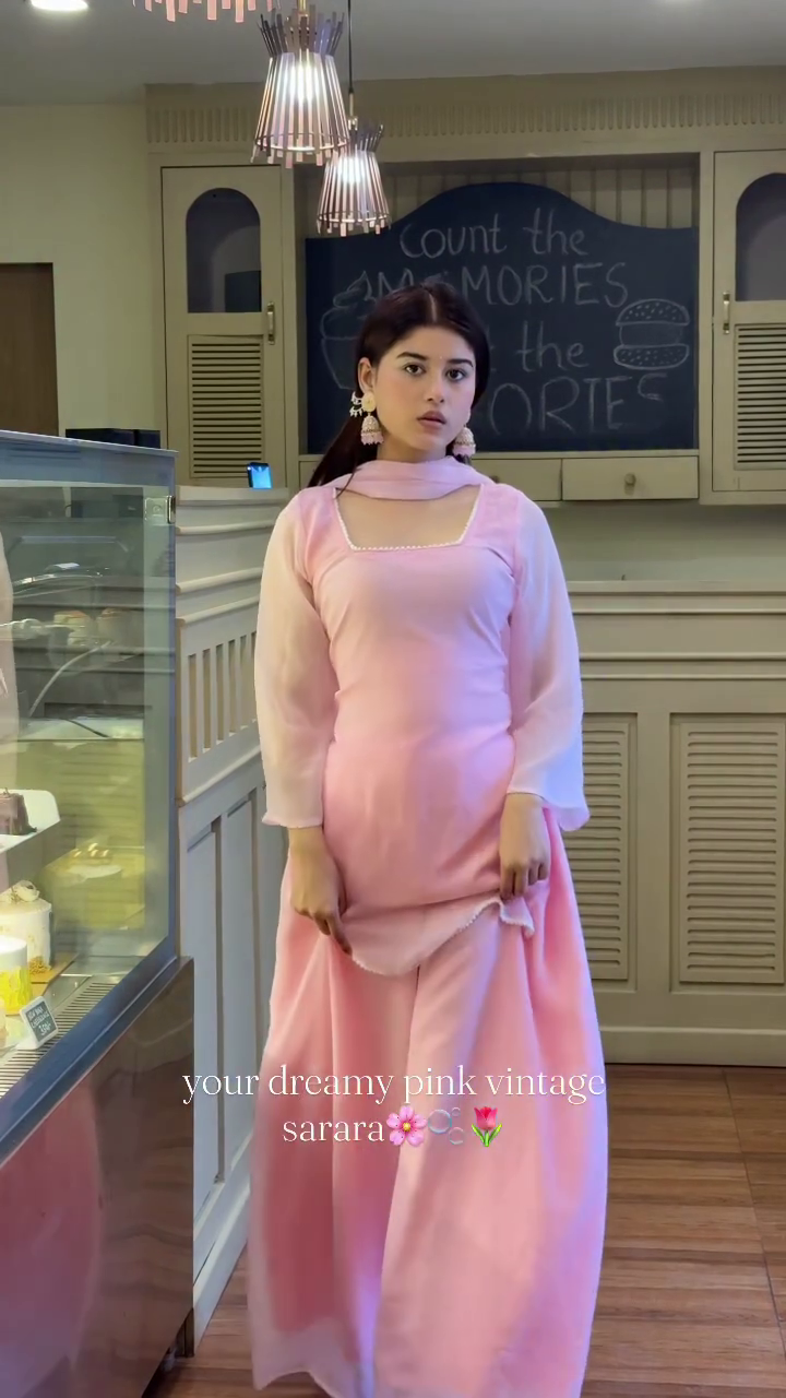 Soft Pink Vintage Sharara Suit for Graceful Feminine Style