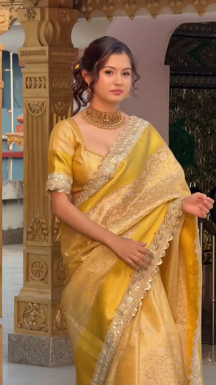 Elegant Golden Silk Saree for Royal Festive Style