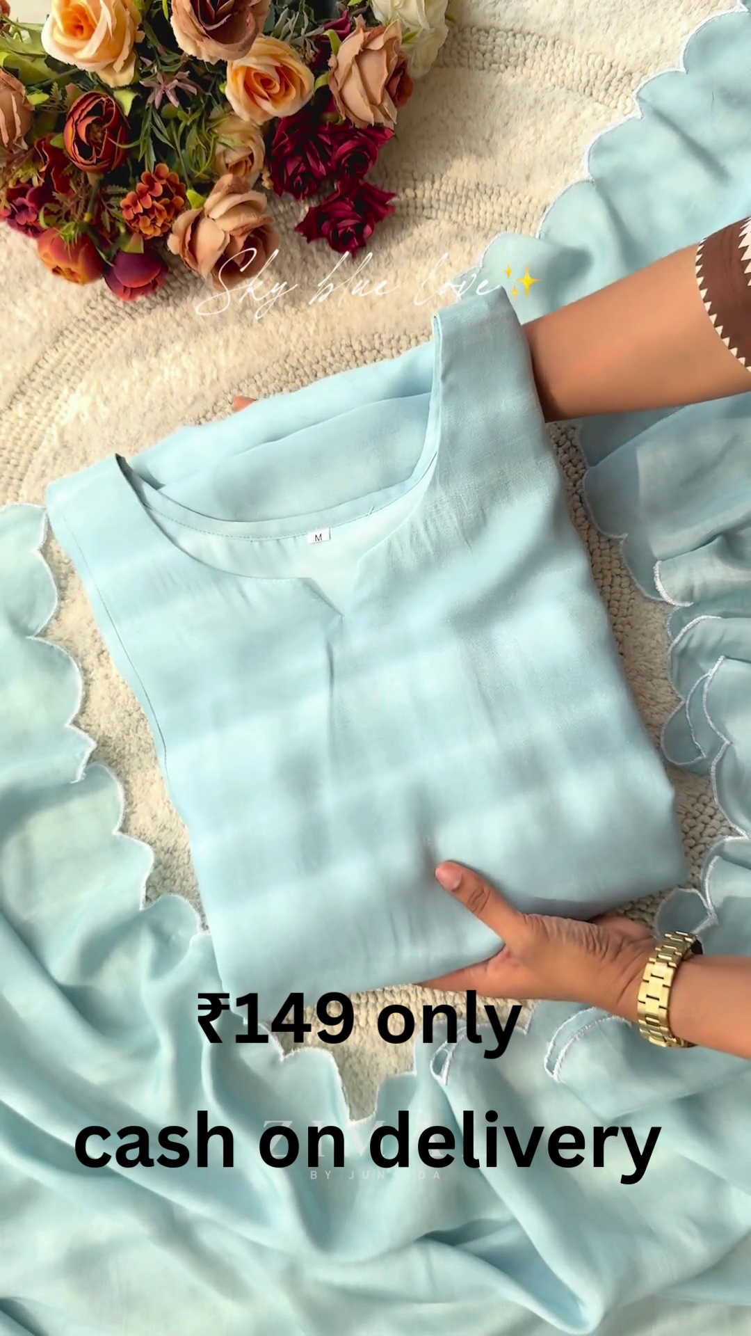 Minimal Sky Blue Casual Top with Soft Elegant Design