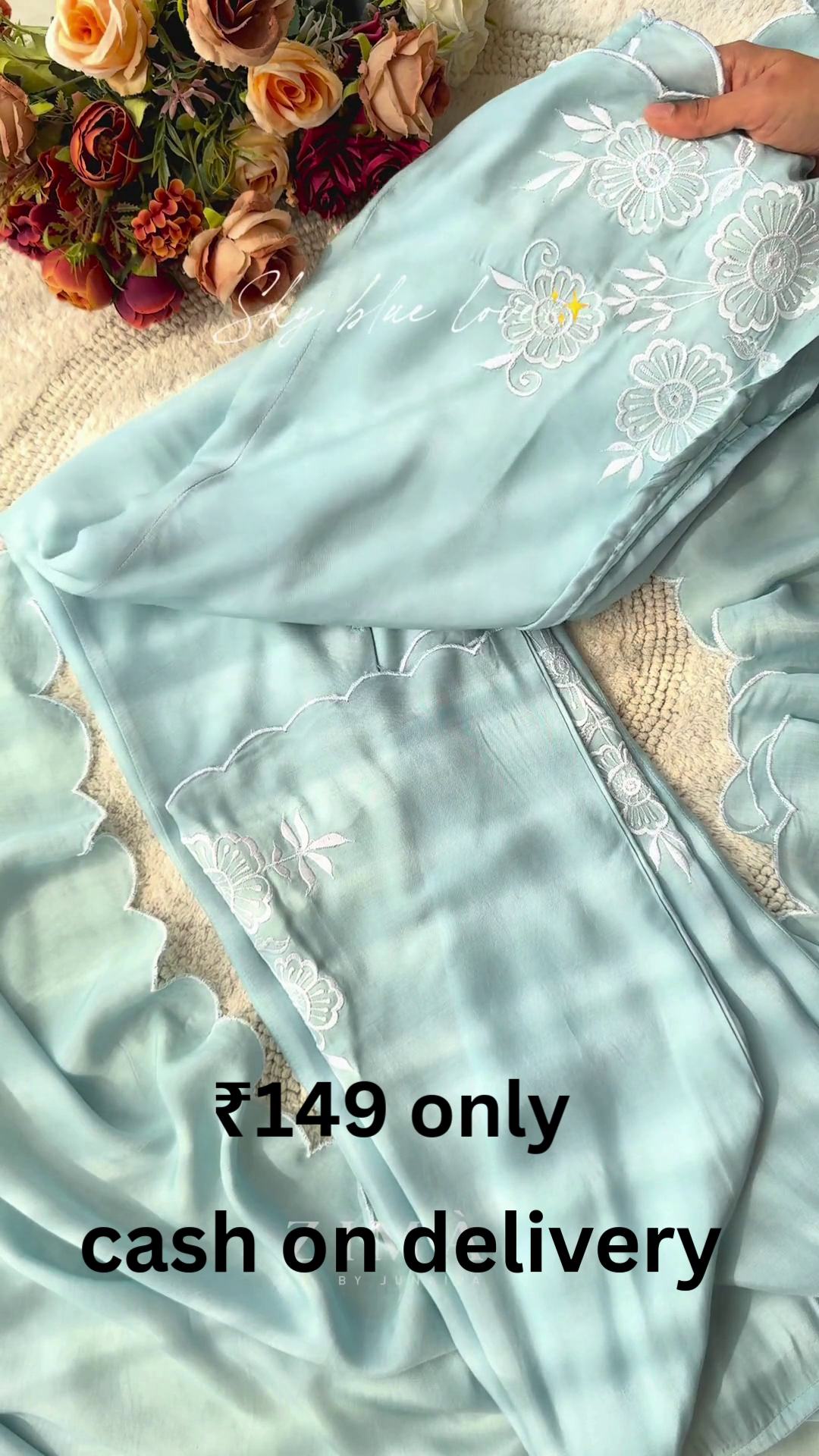 Minimal Sky Blue Casual Top with Soft Elegant Design