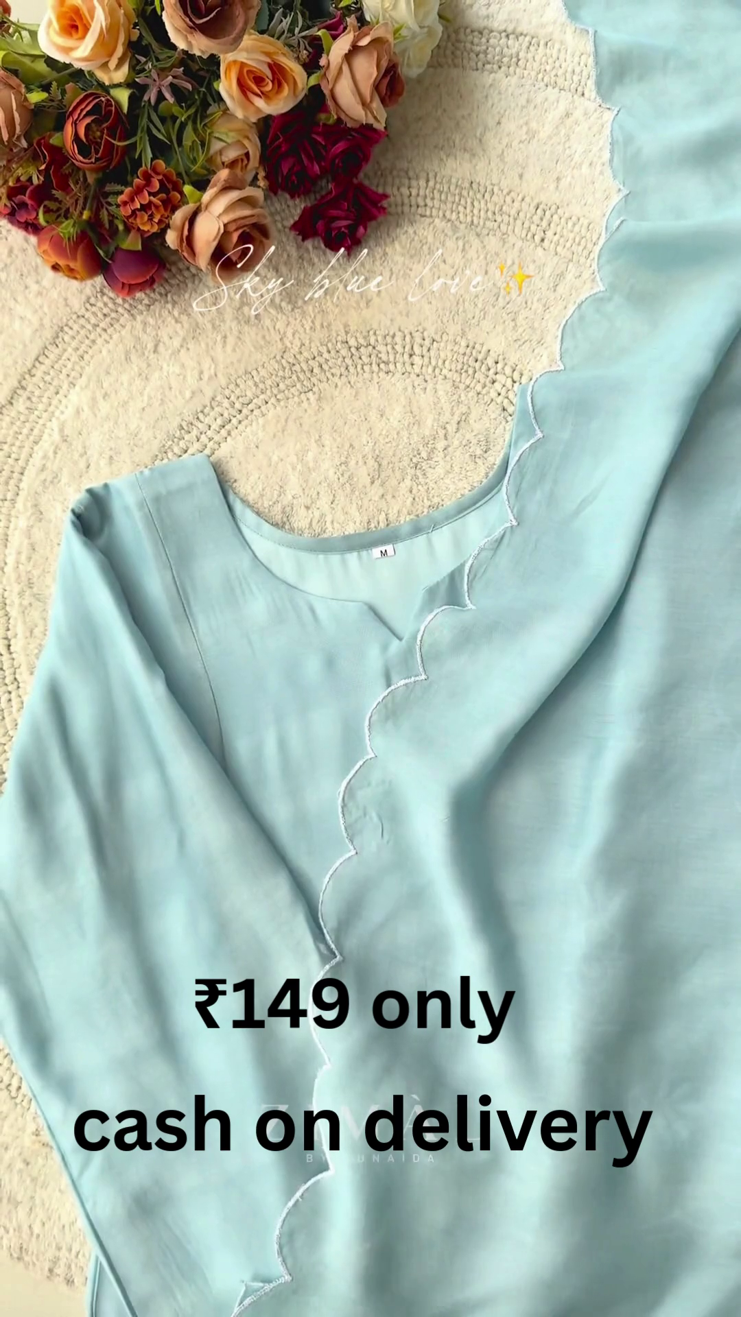 Minimal Sky Blue Casual Top with Soft Elegant Design