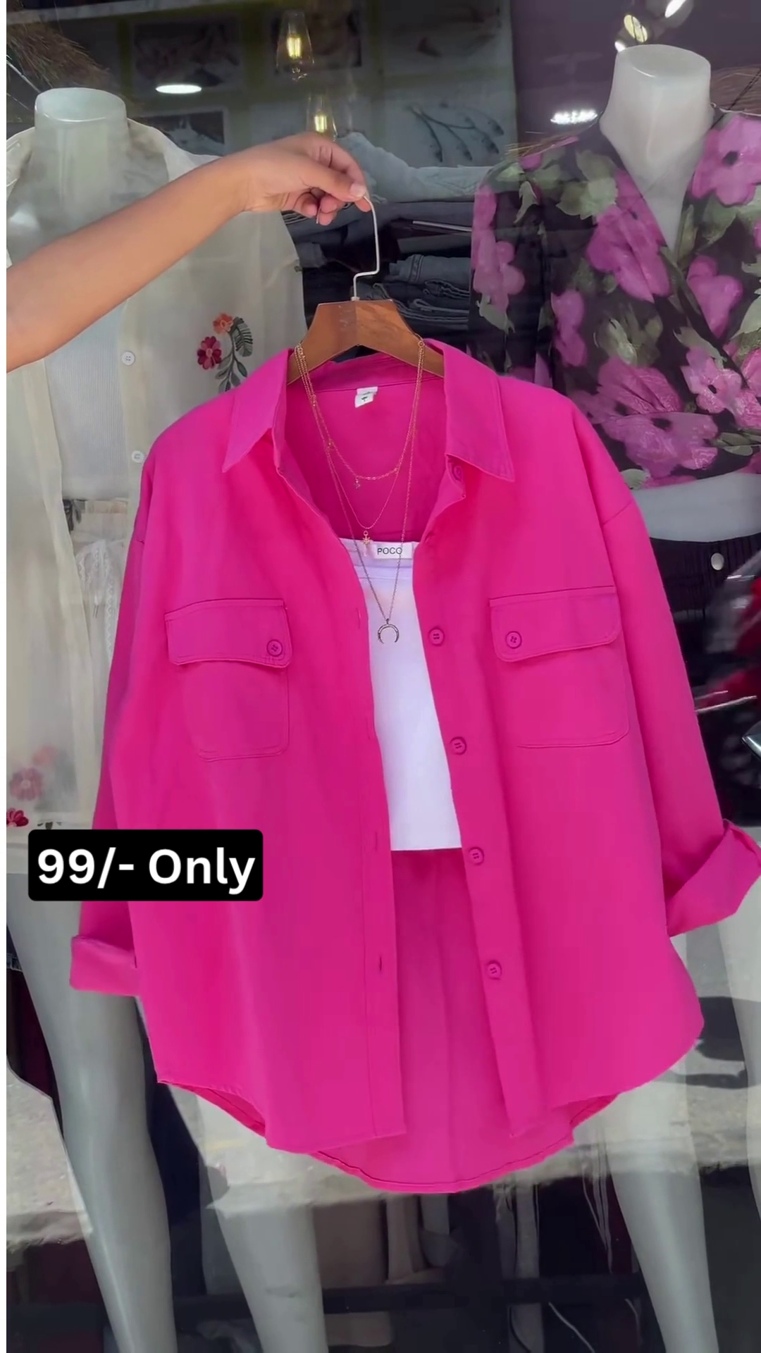 Trendy Pink Casual Oversized Shirt for Women