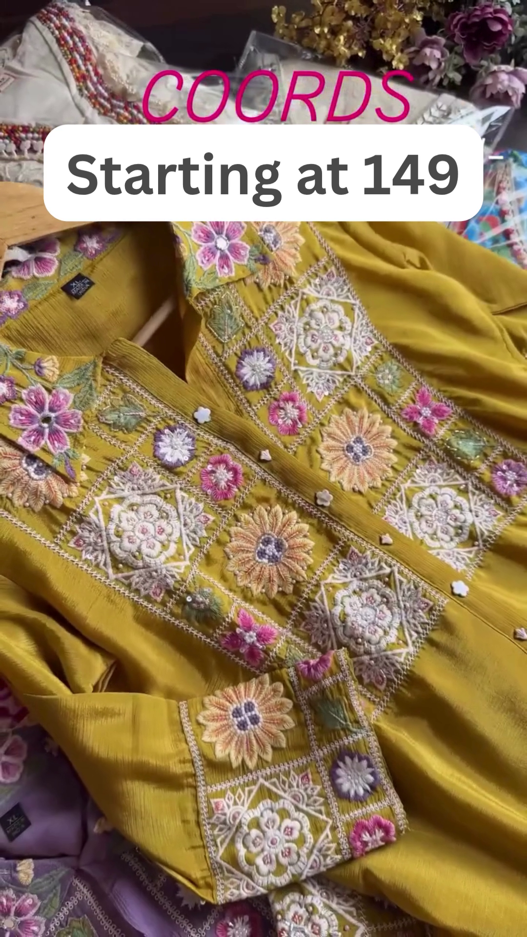 Designer Mustard Embroidered Co-Ord Set