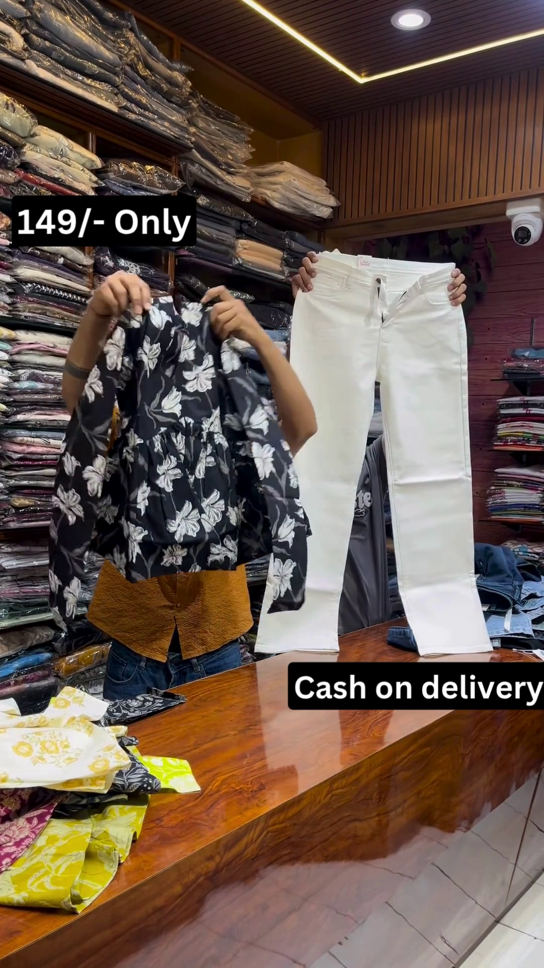 Stylish Black Floral Top with White Jeans