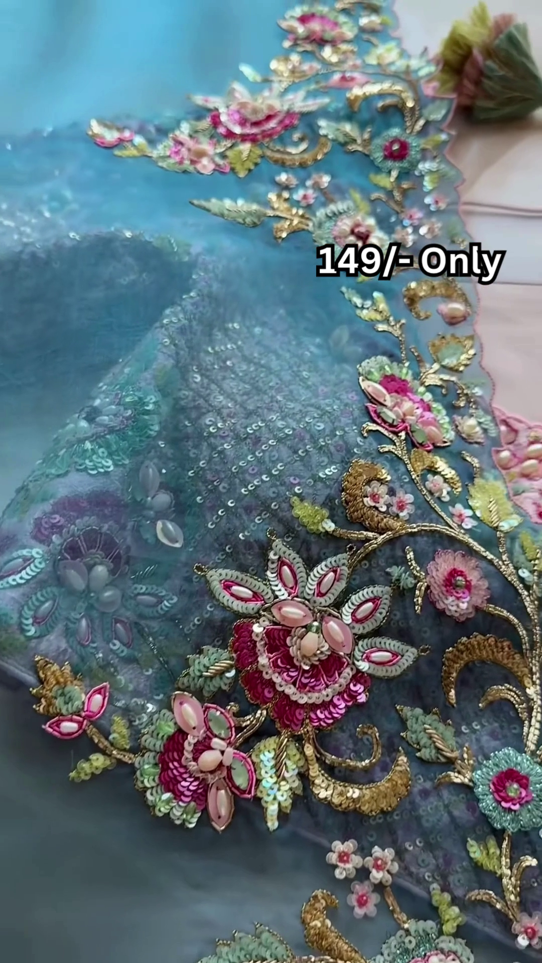 Luxury Blue Embroidered Fabric