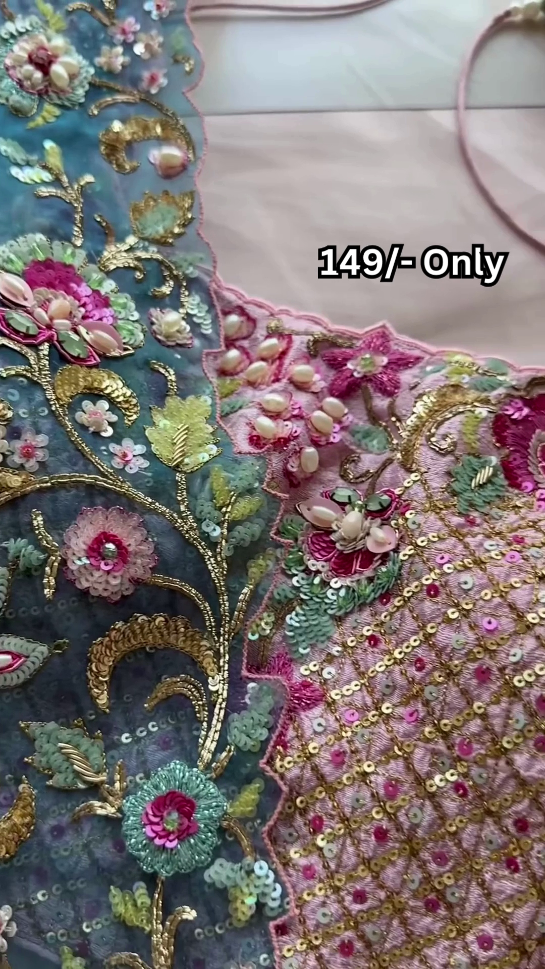 Luxury Blue Embroidered Fabric