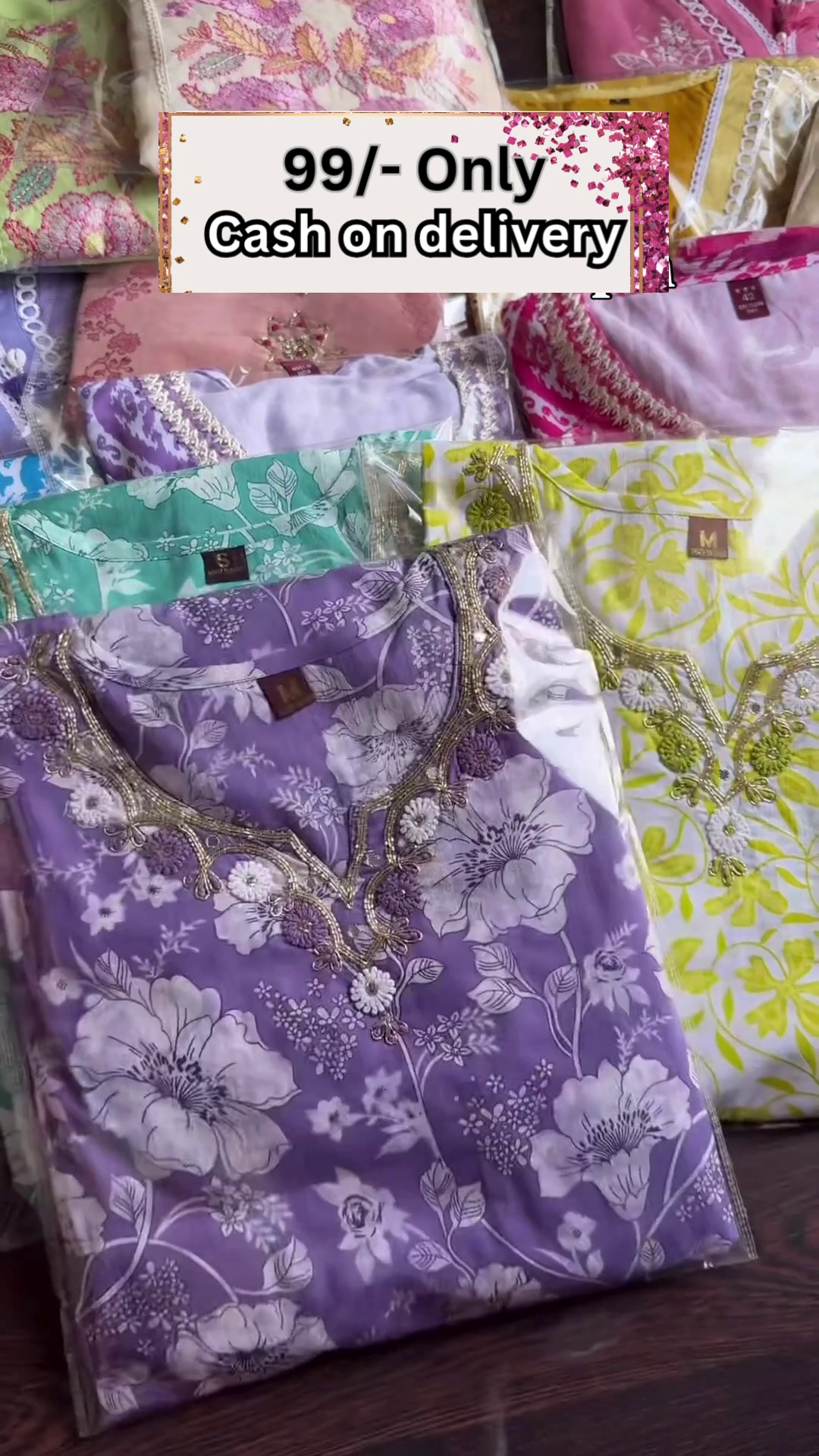 Charming Lavender Embroidered Suit Set with Intricate Floral Detailing