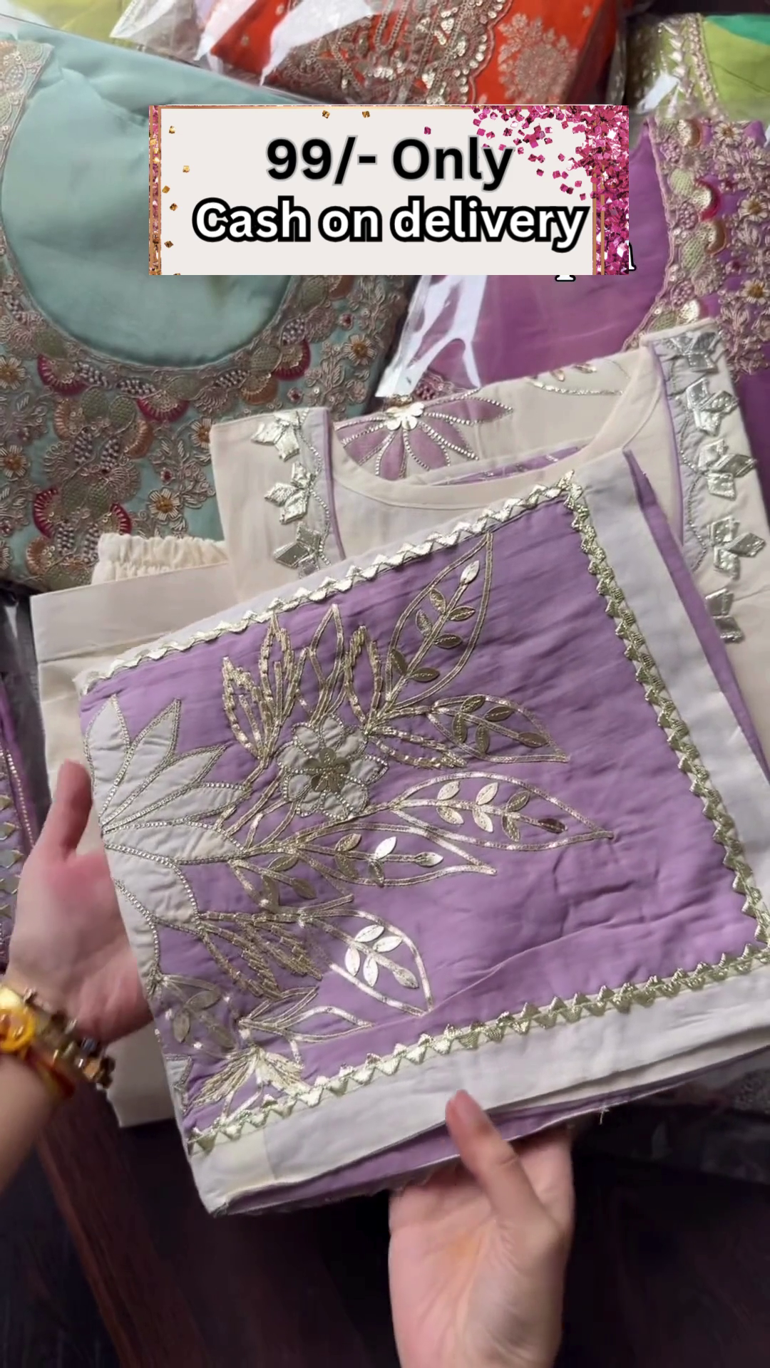 Charming Lavender Embroidered Suit Set with Intricate Floral Detailing