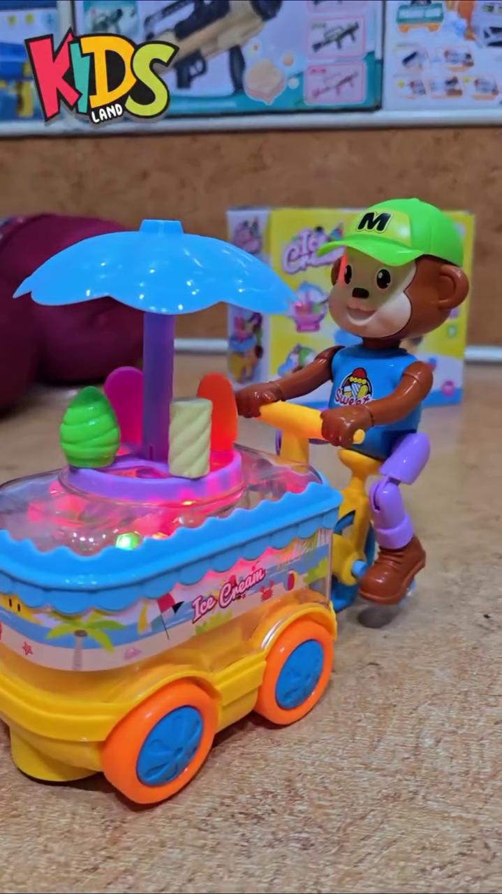 Cute Musical Ice Cream Bicycle Cart Toy for Kids