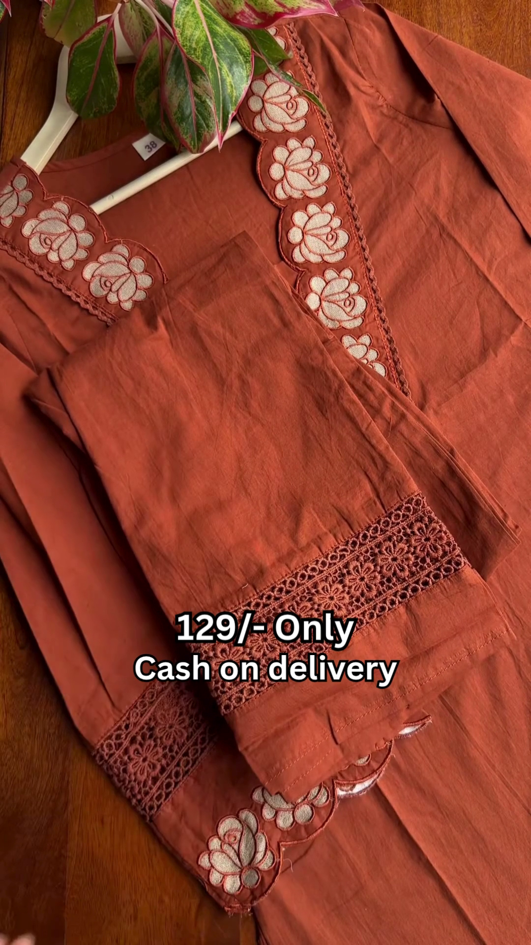Elegant Rust Embroidered Kurti Set – Everyday Ethnic Style