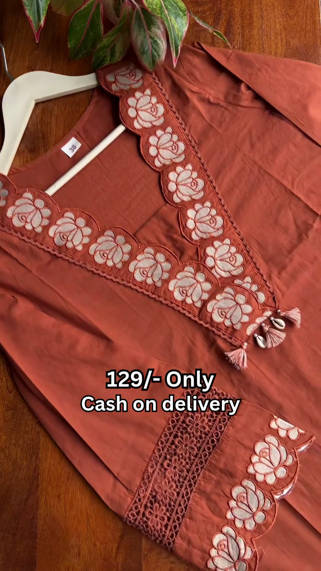 Elegant Rust Embroidered Kurti Set – Everyday Ethnic Style