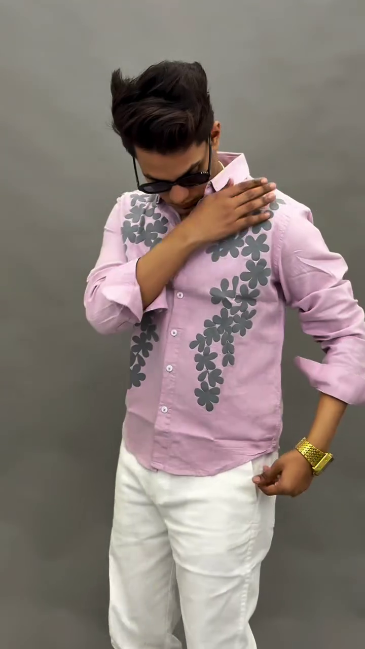 Trendy Olive Green Floral Statement Shirt
