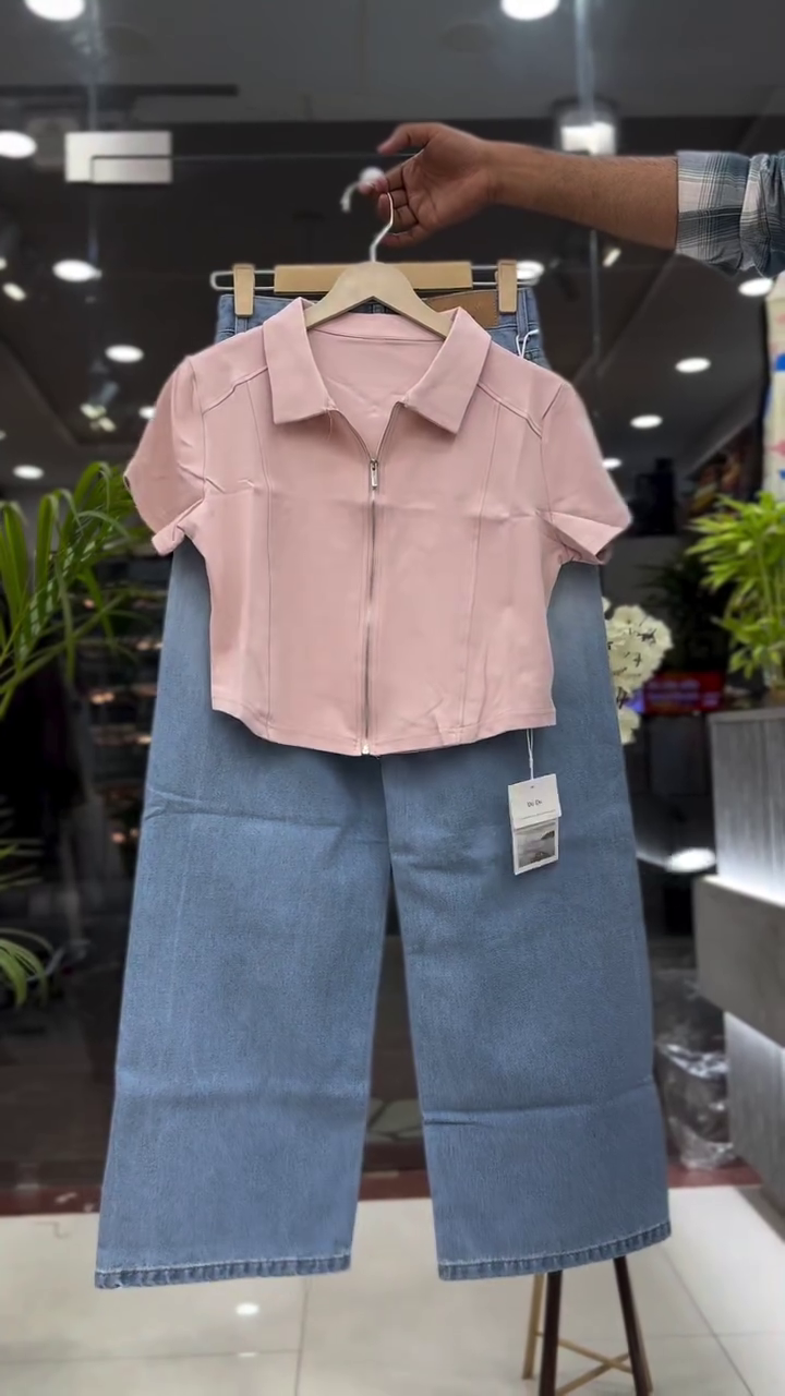 Trendy Denim Co-Ord Set – Modern Street Style