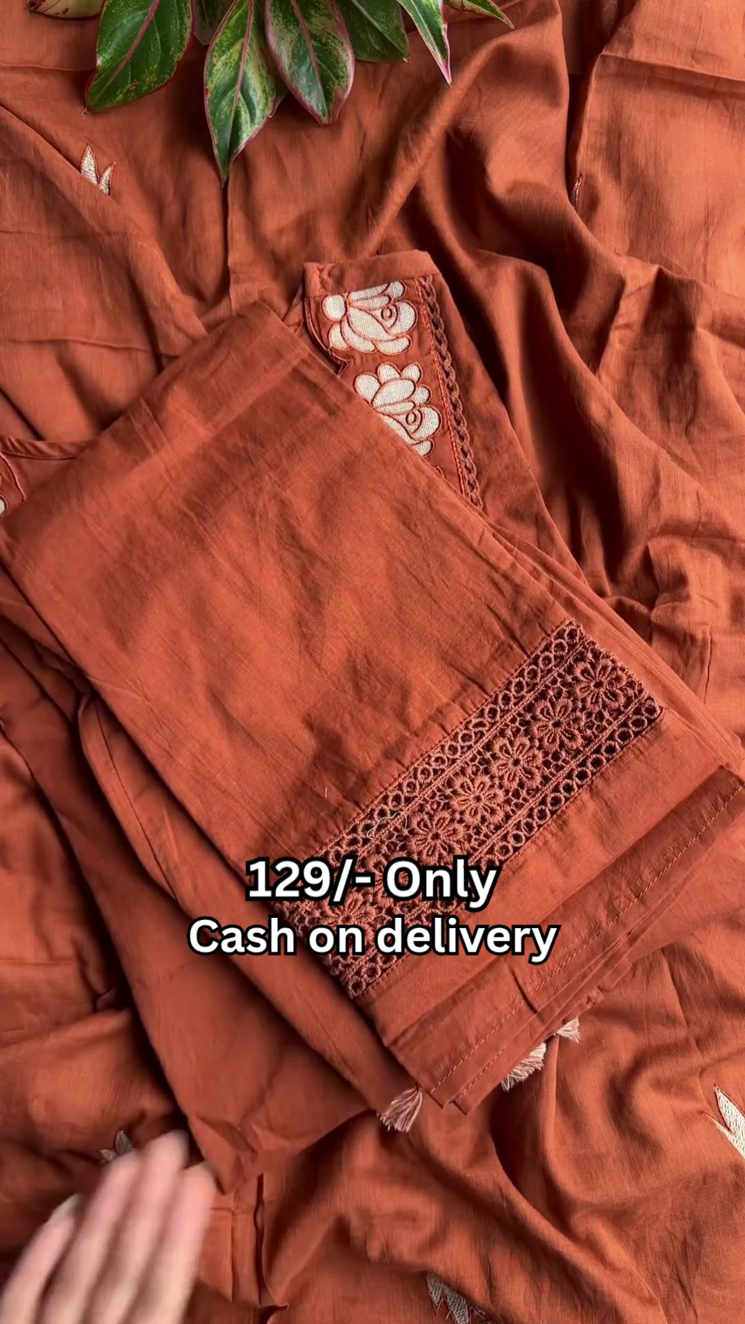 Elegant Rust Embroidered Kurta Set