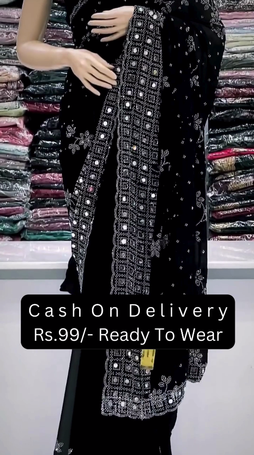 Elegant Black Ready-To-Wear Saree