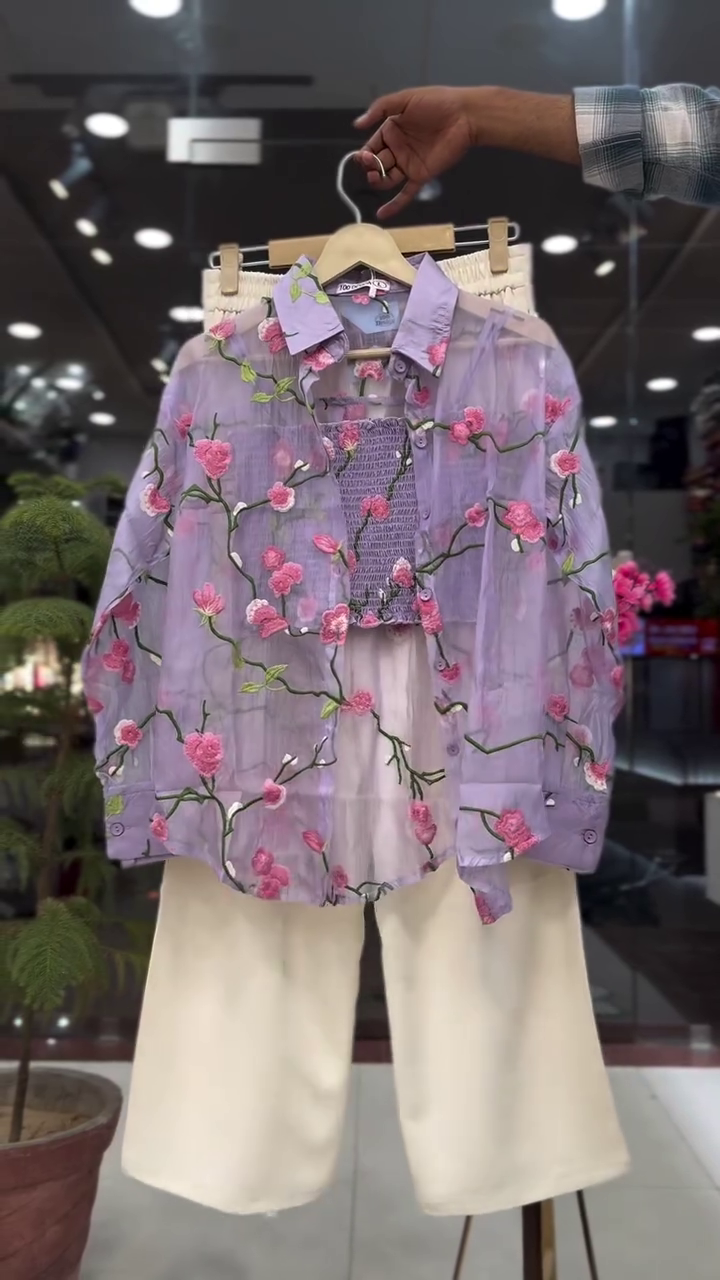 🌸 Luxury Floral Organza Co-Ord Set