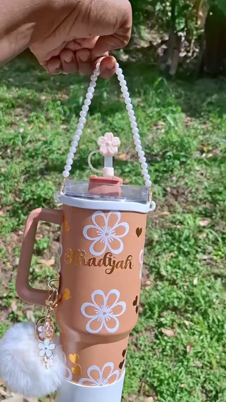 🌸 Personalized Floral Tumbler Cup