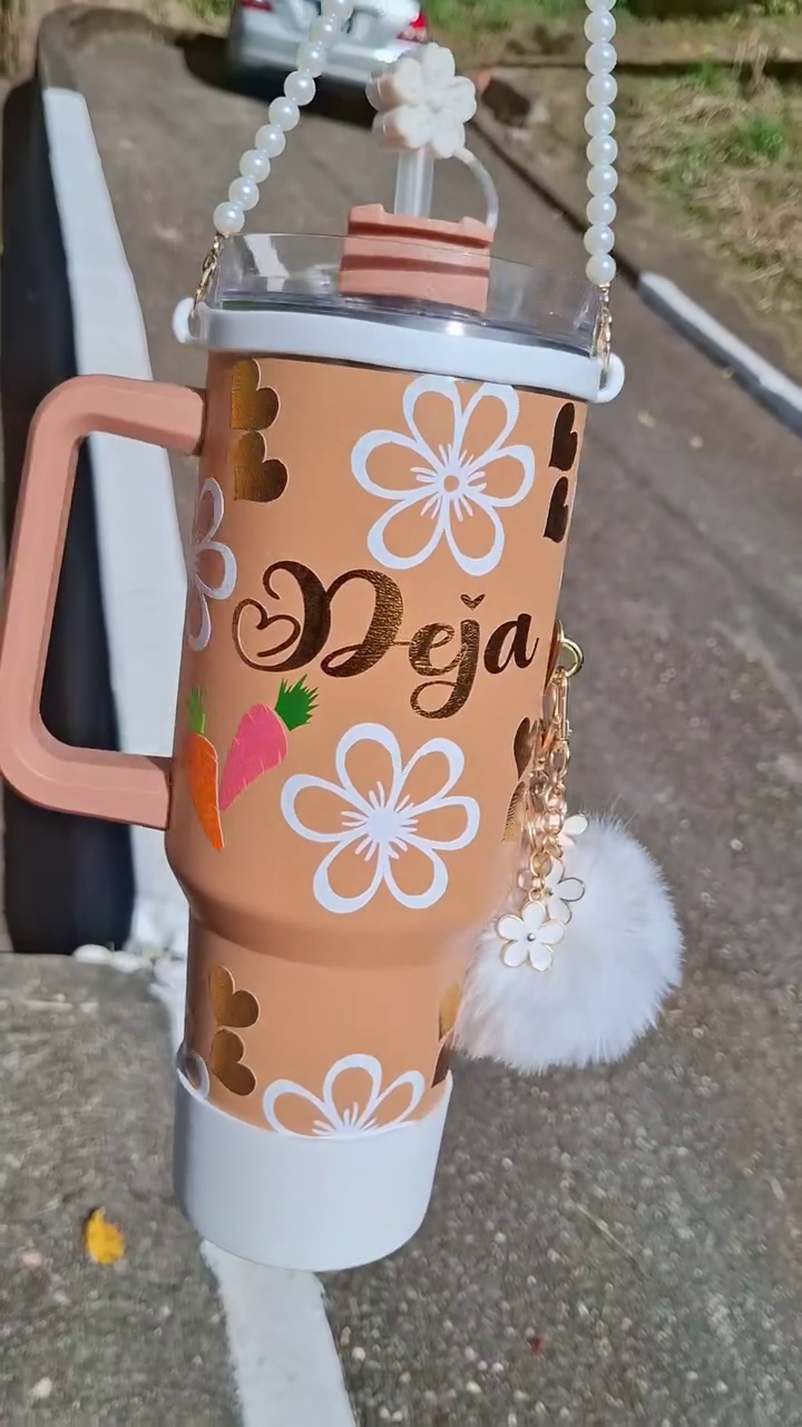 🌸 Personalized Floral Tumbler Cup