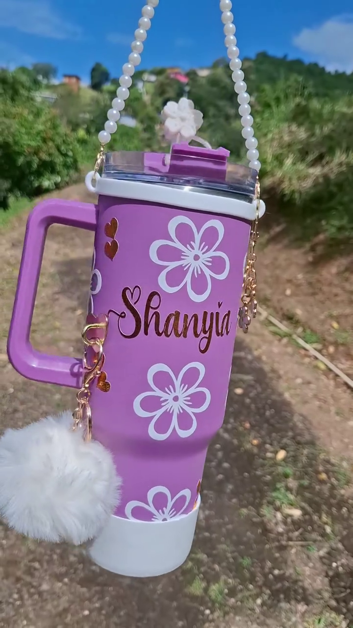 🌸 Personalized Floral Tumbler Cup