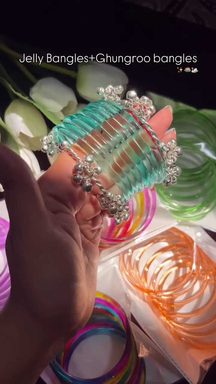 Jelly Ghungroo Bangles – Colorful Elegance with Every Jingle ✨💚🔔